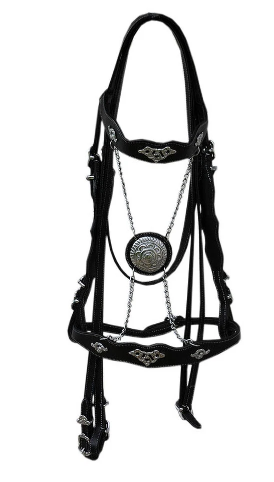 AMKA Portugiesische Trense Prunkzaum Barockzaum silberfarbene Beschläge