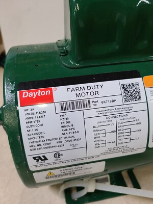 Dayton 6K719BH High Torque Farm Duty Motor, Capacitor-Start Dayton 6K719BH High Torque Farm Duty Motor, Capacitor-Start