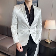 Glitter Shiny Men Suit Blazer Dress Jacket Single Breasted Wedding Party Fashion