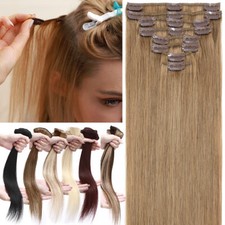 Caramel Clip In On Hair Extensions 100 Real Remy Human Hair 8-24in Full Head US
