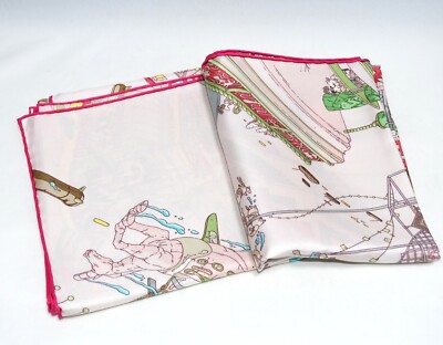 Hermes Scarf La Legende du Cheval a Plumes 90 cm silk pink Carre