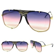 Oversized Classic Vintage Retro Style SUN GLASSES Square Gold Frame Purple Lens