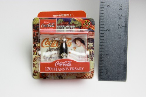 Coca Cola 120th Anniversary Miniature Bottle Keychain Japan New Original Package - Picture 5 of 6