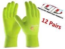 PIP 34-874FY MaxiFlex Ultimate Hi-Vis Nylon Glove Nitrile Coated (1 Dozen) 12 PR