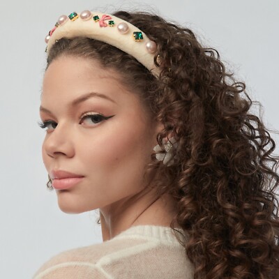 Lele Sadoughi Ivory Bow and Pearl Alice Headband Pearl NWT Capsule