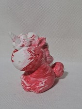 Jesmonite Ornament, Unicorn, Pink And White Swirls, 3 Inches High