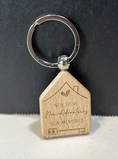 Wooden Key Ring - New Home Shape  Wood keyring 2” keychain Car keys House Chain