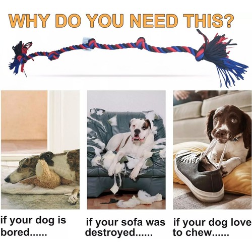 Dog Rope Toys 5 Knots Tough Rope Chew Toy Aggressive Chewers L XL 82cm 147cm UK - Picture 13 of 42