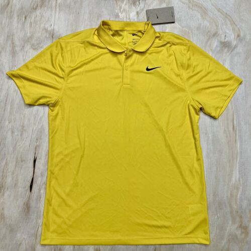 NEW LG Nike Dri-Fit Victory Golf Button Polo Shirt Vivid Sulfur Mens DH0822-709