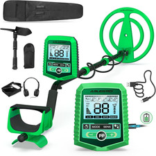 Rechargeable Metal Detector for Adults Kids 10" Waterproof Coil LCD Gold Finder
