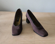 Stuart Weitzman Vintage Brown Fabric Block Heel Pumps Classic Shoes Size 7.5 B