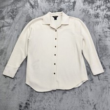 Vintage Woolrich Shirt Womens M Ecru Cream Fleece Lined Long Sleeve Shacket 7268