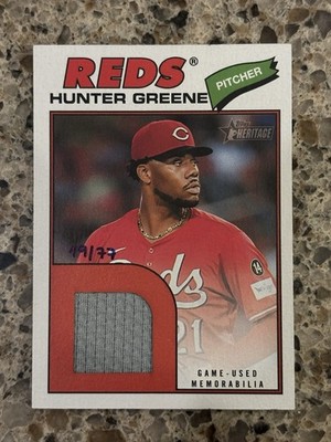 2026 Topps Heritage ROR-HG Real One Relic (Red) 19/77 Hunter Greene Reds 