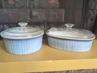 (2) Corning Ware French Blue 2 1/2 Quart Oval Casserole Dish F-2-B Vintage