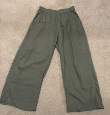 Caslon linen blend wide leg olive green pull on pants size XS
