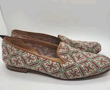 Stubbs And Wootton Womens Shoes Needlepoint Trellisred Green Tan 9.5 Classic