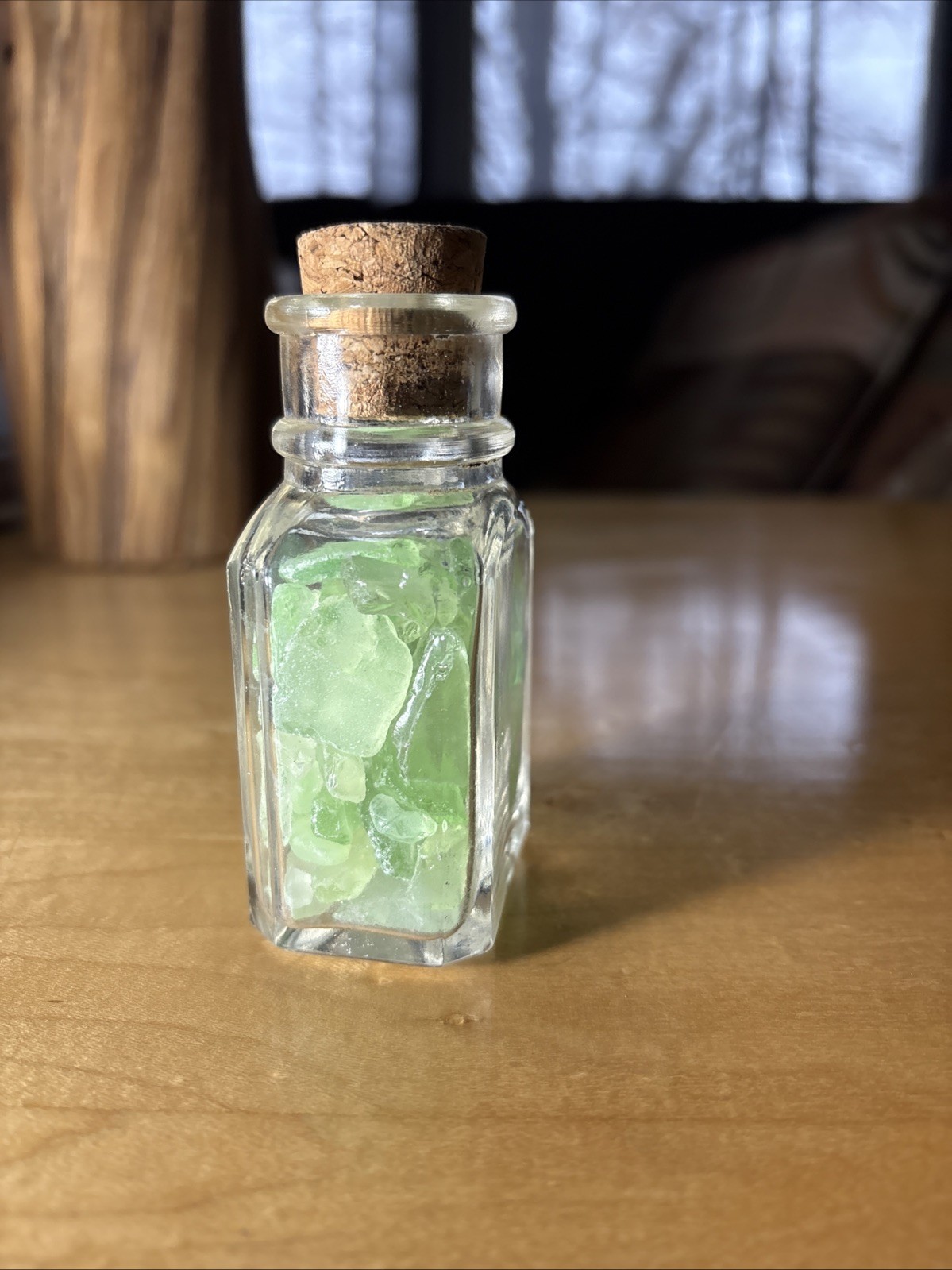 Antique Apothecary Bottle Full Of Uranium Sea Glass. -Lake Michigan
