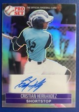 2021 Leaf Pro Set Metal 1991 Base Autographs Cristian Hernandez BLUE RAINBOW/35