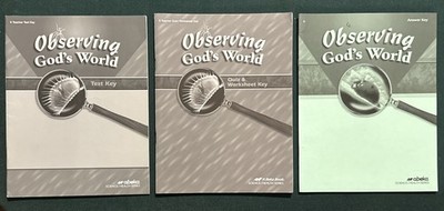 Abeka Science Observing God's World Quiz, Test, & Answer Keys Grade 6 Current