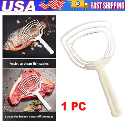 #ad Bone Dust Scraper Fish Scale Remover Butcher Plastic Kitchen Fish Descale White $3.89