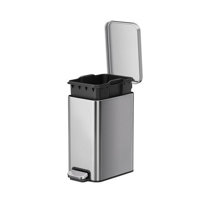 Office Trash Can, 2.6 Gallon Small Stainless Steel Step Garbage Bucket Bin.