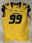 Game Worn Men's Nike White Missouri Mizzou Tigers Used Football Jersey Sz 50 #99