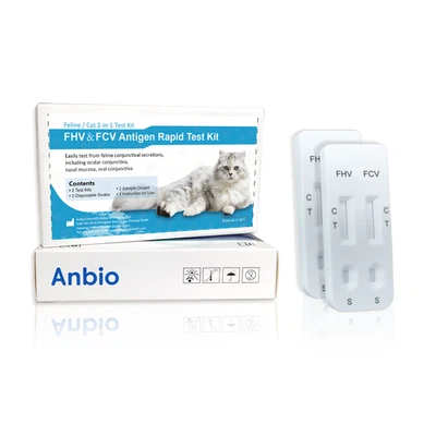 ANBIO 2pcs Cats Feline Calicivirus FCV Ag + Feline Herpesvirus FHV Ag Pets Veterinaria