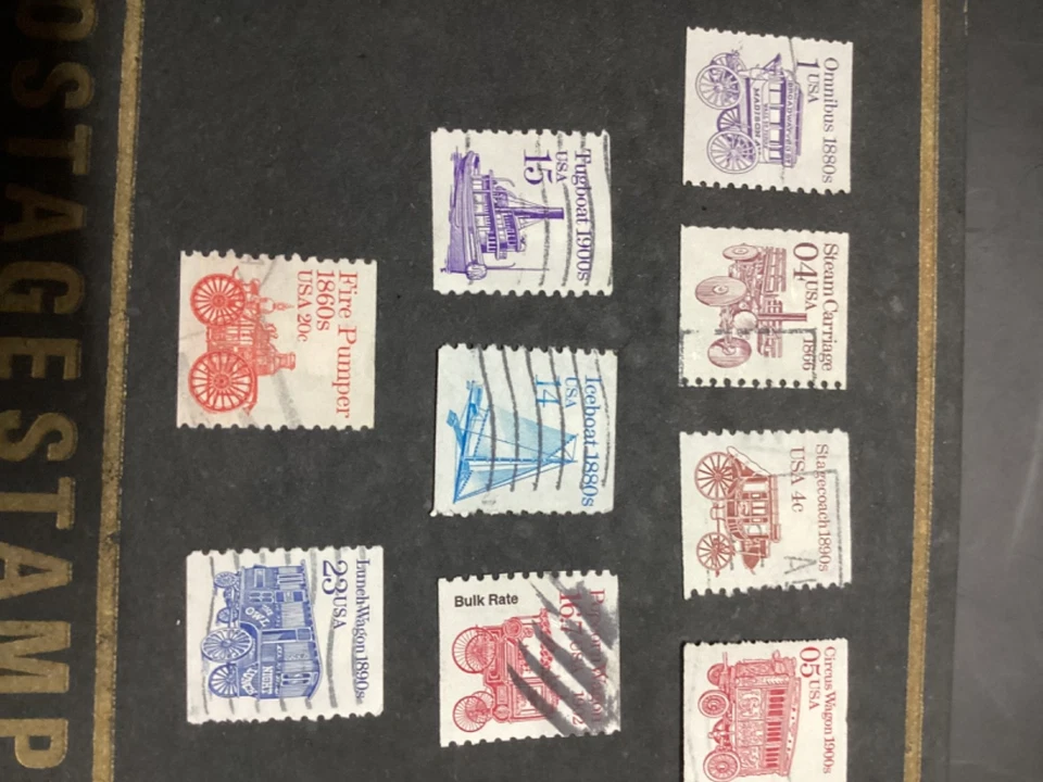 Vntg Different Types Wagons & Boats Stamps Lot ,USA - Image 4 of 4