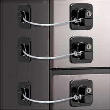 3 Pack Fridge Lock with Keys, Refrigerator Lock  Child Proof Cabinet Locks w...