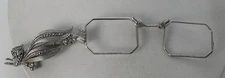 Rare Engraved Deco Lorgnette Spring Flip Open Opera Glasses Sterling Marcasite