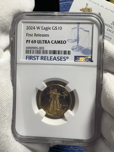 2024 $10 American Gold Eagle 1/4 oz NGC MS69 ER Blue Label