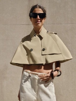 ZARA ZW COLLECTION LIMITED EDITION CROPPED TRENCH COAT MID KHAKI 2724/337/533