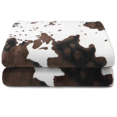40''×50'' Cow Print Flannel Fleece Throw Blanket for Couch Bed Travel New