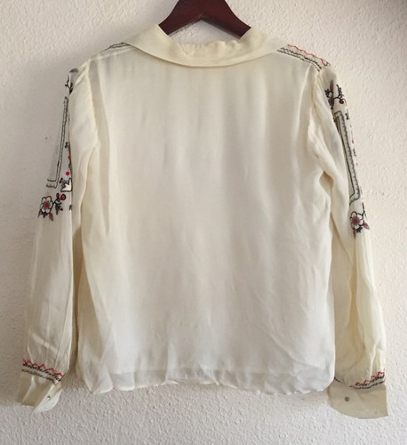 Vintage Peasant Top Blouse Romanian Embroidered Floral 70s Hippie Bohemian  - Picture 2 of 12