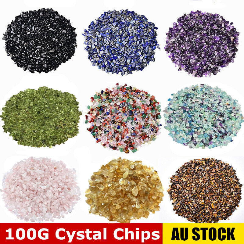 Natural Crystal Chips A Grade Gemstone Tumble Polished Mini - 100G BULK LOT