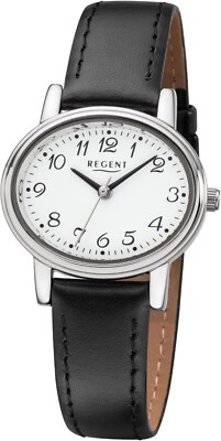 Regent Damen Analog Quarz Armband Uhr F823 7798.40.19 Leder schwarz 30 mm