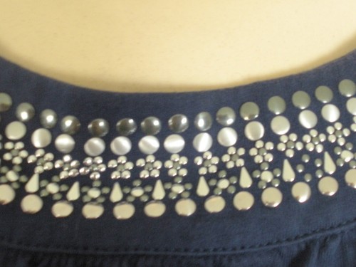 Liz & Me 2X 22W / 24W Blue Silver Beaded Sequin Flower 100% Cotton Tank Top Shirt - Imagen 6 de 9