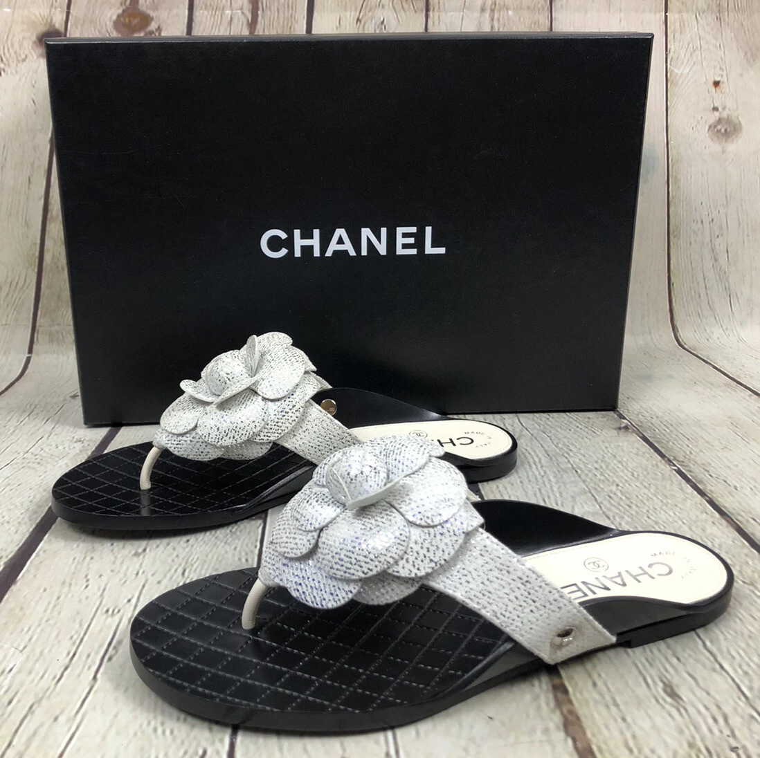 Chanel Thongs Sandals Fantasy Goatskin G33782 Women’s Size 5 US 35 Euro