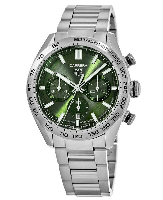 Proportioneel bibliotheek negatief New Tag Heuer Carrera Chronograph Automatic Green Men's Watch  CBN2A10.BA0643 | eBay