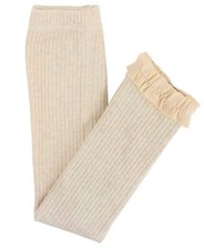 Girls' Cotton Ribbed Footless Ruffle Tights Oatmeal Size 6-8