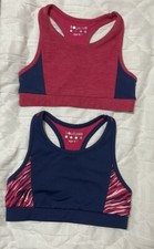 Excellent Condition - Souluxe (Matalan) Set of 2 Crop Tops, Blue/Pink, Age 6-7 
