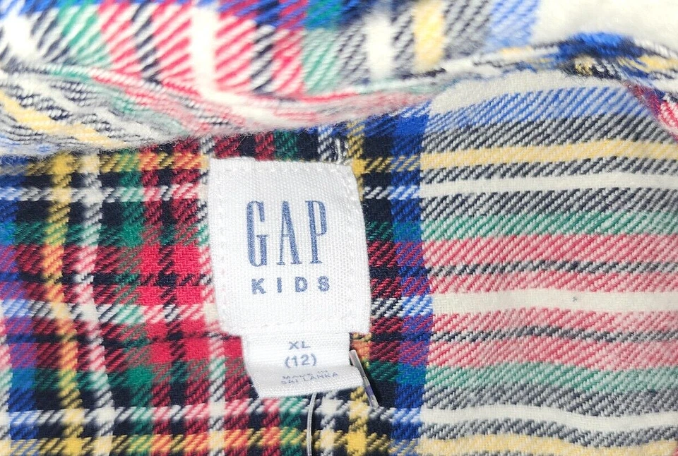 GAP Kids Boy's Flannel Multicolored Button Down Shirt Size XL (12) NWT - Image 4 of 4