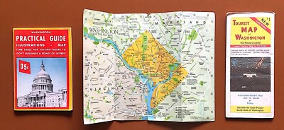 Vintage Maps, Tourist Guidebook for Washington DC 1950 s-1980 s