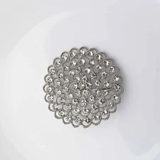 3" SILVER Metal Brooch Flower Chair SASH PIN Rhinestones Party Events