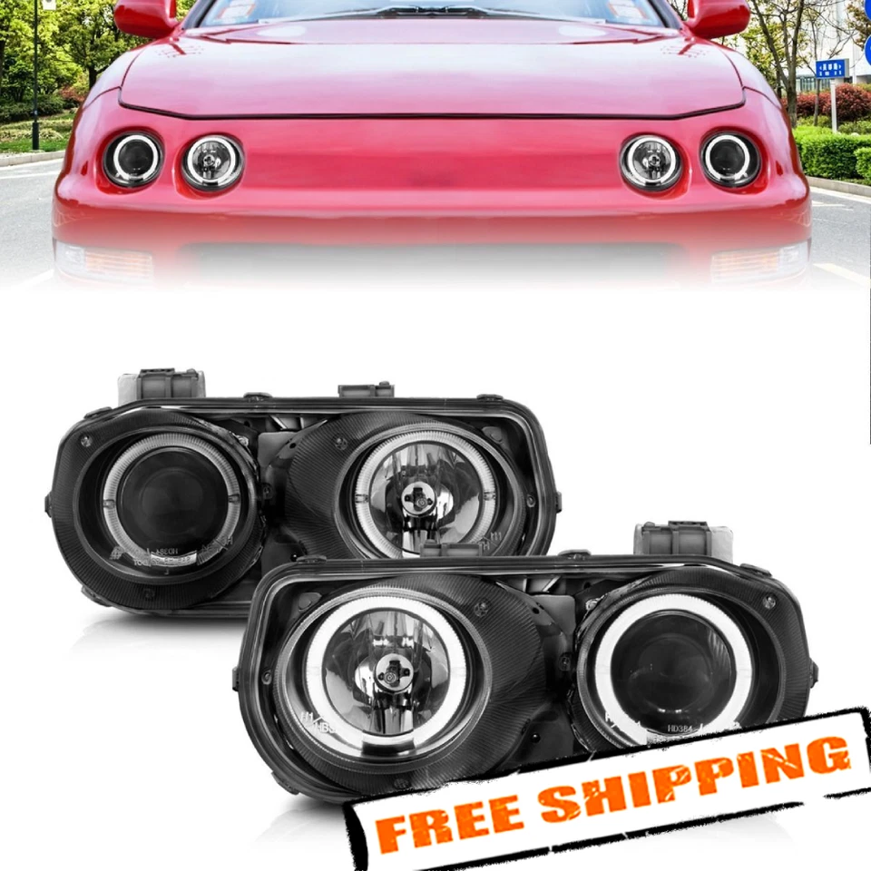Faros proyectores halo LED negros Anzo 121003 para Acura Integra 1994-1997 Foto 2 de 4