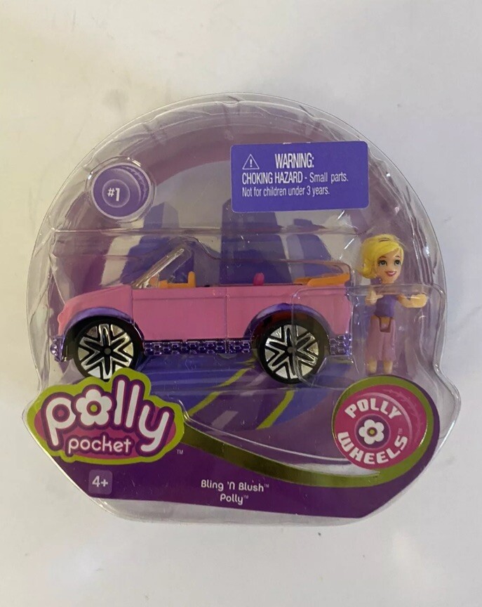 NEW Mattel Polly Pocket Polly Wheels Bling 'N Blush #1 W/ Polly Figure 2006