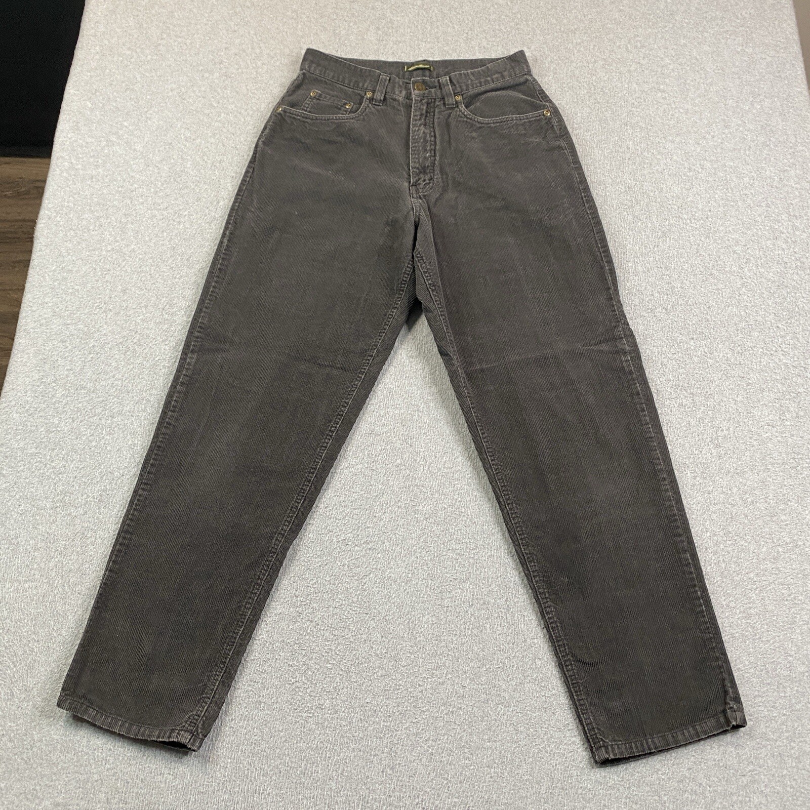 Eddie Bauer Womens Petite Tapered Distressed Cotton Corduroy Pants Size 8 27x29