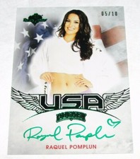 2014 Benchwarmer RAQUEL POMPLUN Hockey #12 USA Green Foil Auto/10 Playboy PMOY