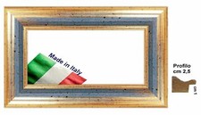 Cornice in legno in Oro gola Azzurra,per foto,stampe,poster. Spessore  cm 2,5