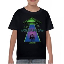 World UFO Day Get In Loser Youth T-shirt Funny Aliens Flying Saucer Space Kids